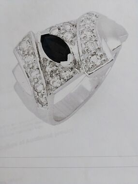Sapphire w/Topazes 925 Sterling Silver Size 10